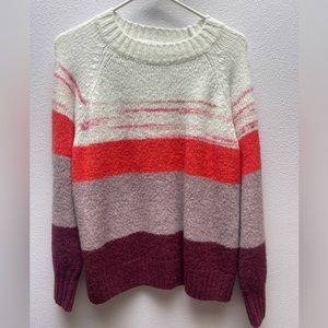 Old Navy Striped Sweater - White/Orange/Purple - Size Large